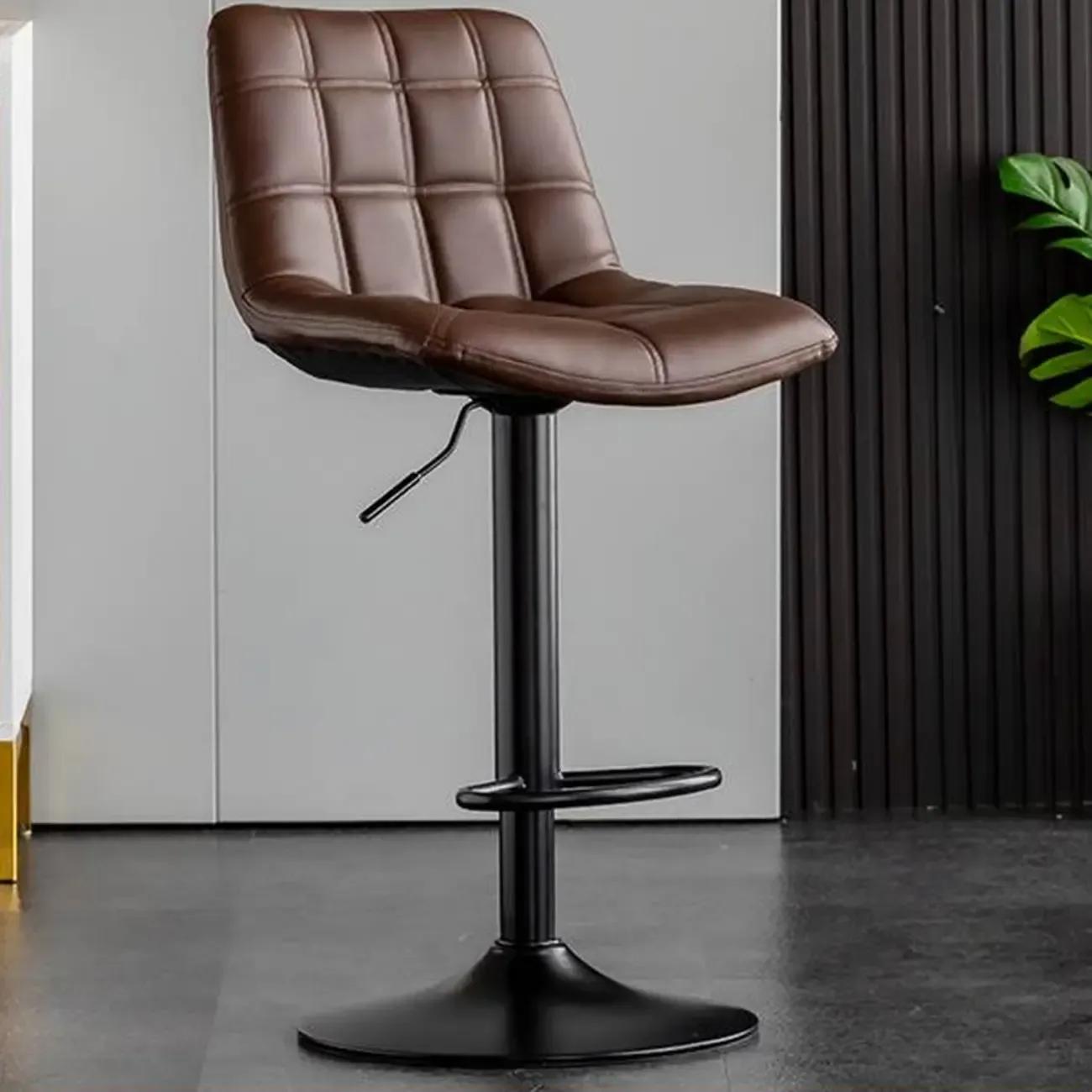 Glam Faux Leather Swivel Adjustable Bar Stools