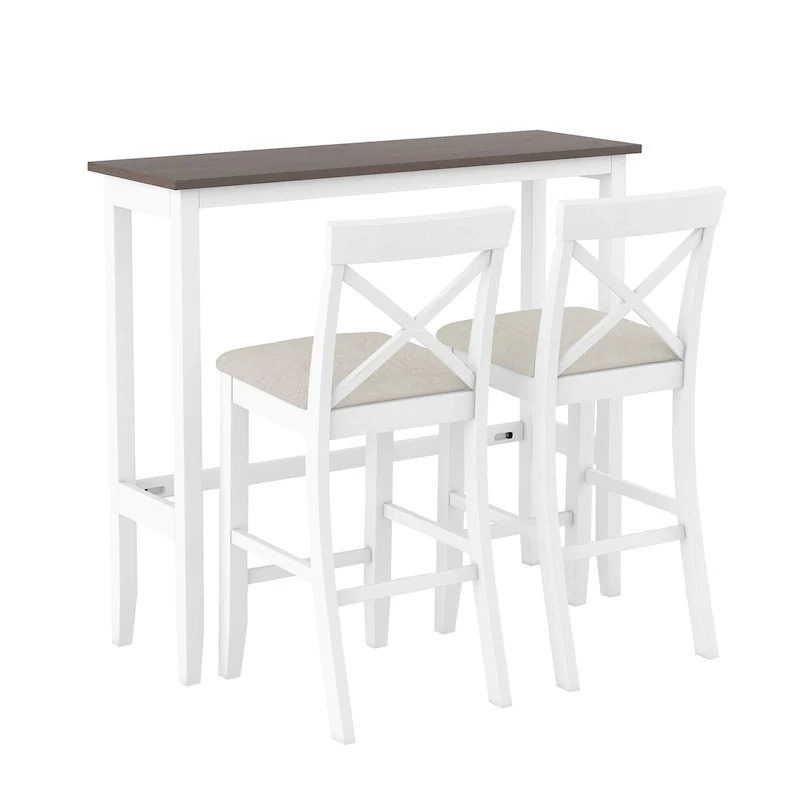 3-Piece Dining Table and Chair Set, Small Counter Height Table and Chair Set with Kitchen Breakfast Nook and 2 Chairs