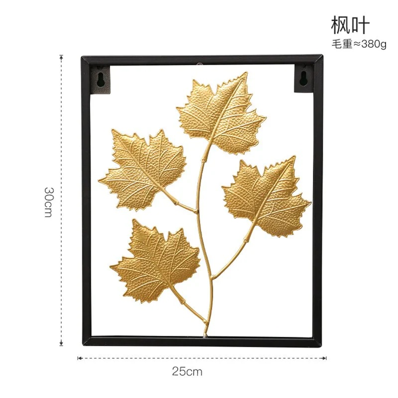 HULIANFU Nordic Metal Leaf Plant Wall Decor Wrought Iron Wall Hanging Non-perforated Wall Mural Living Room Bedroom Home Decoration Hot - Deanwangkt