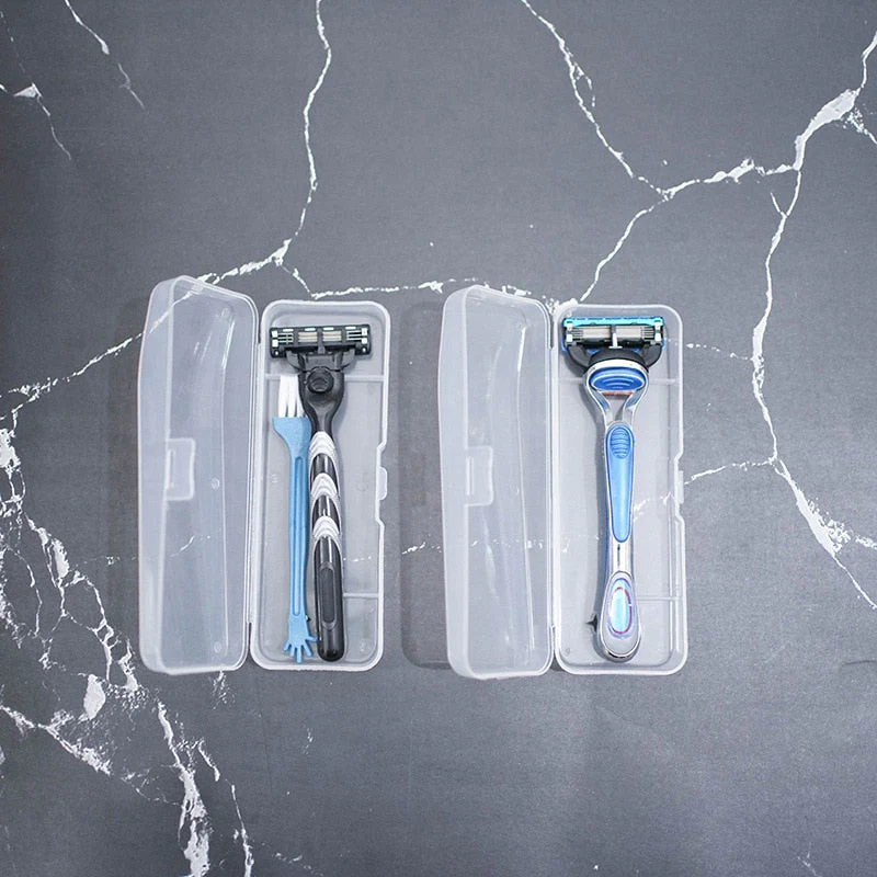 HULIANFU Men  Shaver Storage Box Transparent Plastic Razor Blades Holder Portable Travel Razor Case High Quality Shaving Box Containers - Deanwangkt