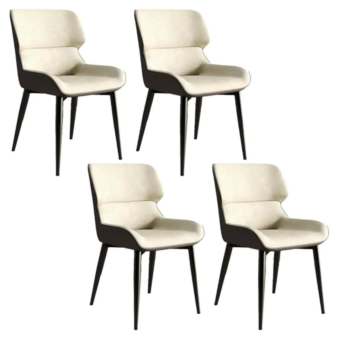 Leather Low Solid Back Armless Dining Side Chair