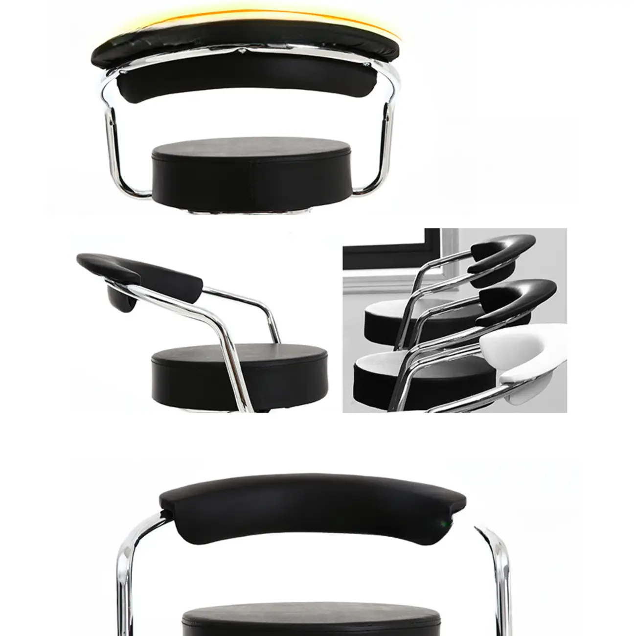 Modern Chrome Leather Ergonomic Adjustable Bar Stool