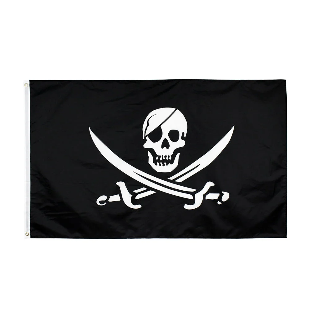 HULIANFU   Yehoy hangiing 90x150cm Skull and Cross Crossbones Sabres Swords Jolly Roger pirate Dead Man  Chest Flags - Deanwangkt
