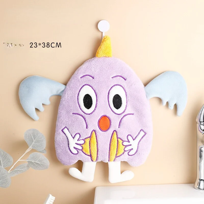 HULIANFU Lovely Cartoon Handkerchief Towel Hanging Absorbent Coral Velvet Wipe a Towel Household Kitchen Quick Drying Hand Cloth - Deanwangkt