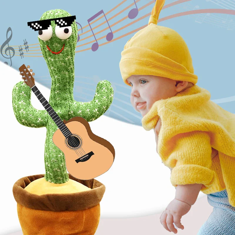 HULIANFU New Electronic Dancing Cactus Singing Dancing Decoration Gift for Kids Funny Early Education Toys Knitted Fabric Plush Toys - Deanwangkt