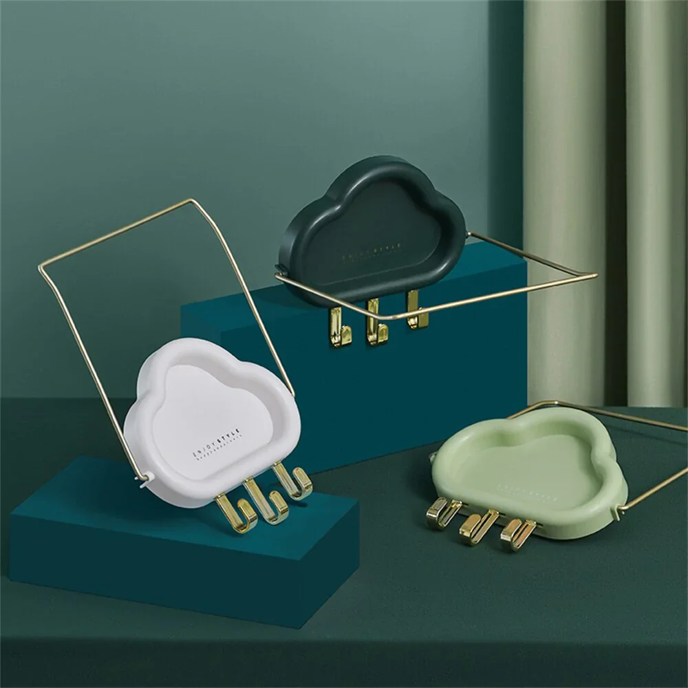 HULIANFU No-punch Basin Stand With Hooks Cute Cloud-shaped Storage Rack Multi-function Foldable Waterproof Bathroom Kitchen Organizer - Deanwangkt