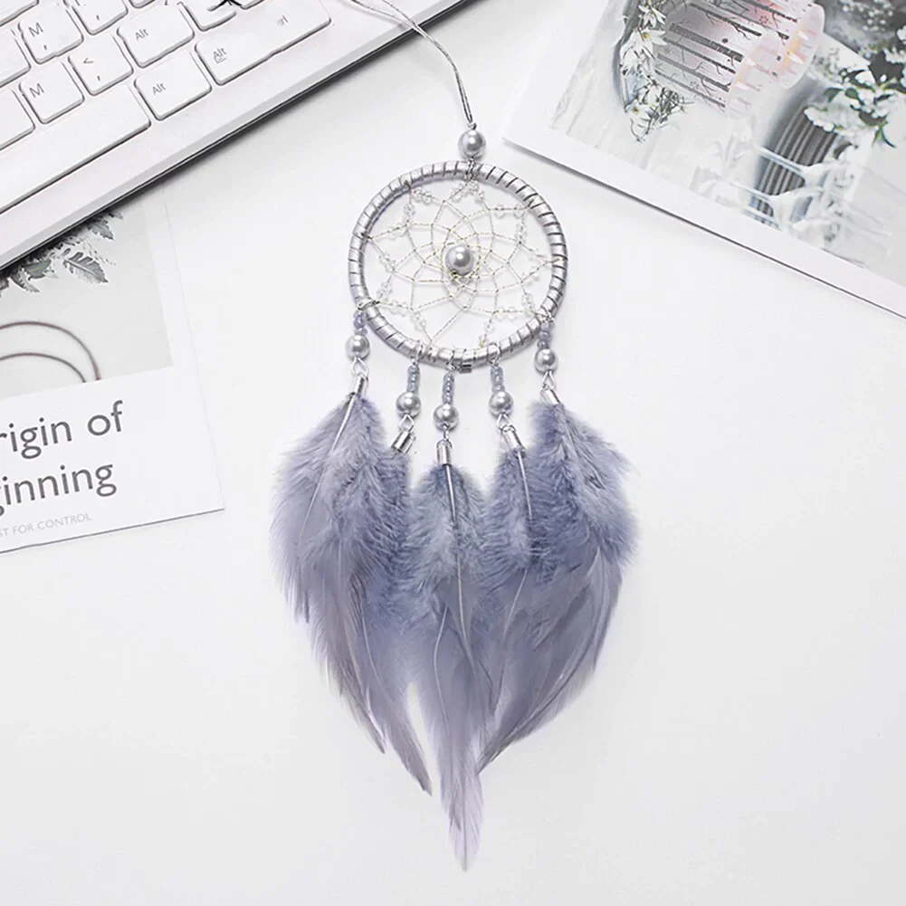 HULIANFU New Indian Style Dreamcatcher Moon Handmade Wind Chimes Wall Ornament Girls Room Decoration Feather Dream Catcher - Deanwangkt