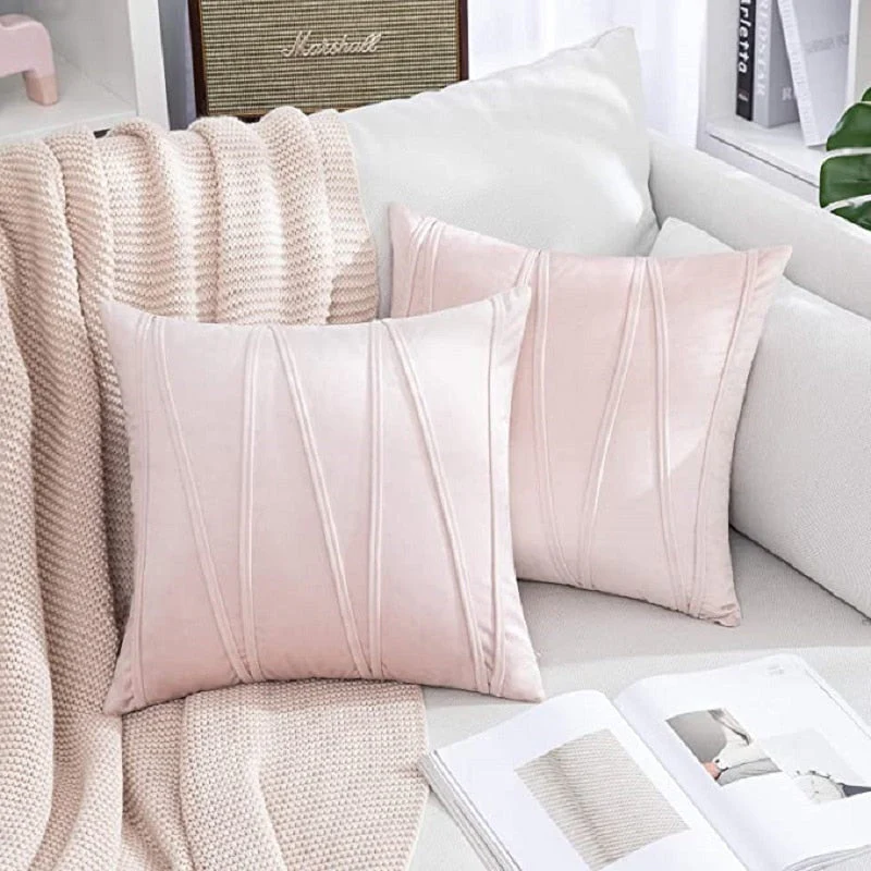 HULIANFU Inyahome New Art Velvet Yellow Blue Pink Solid Color Cushion Cover Pillow Cover Pillow Case Home Decorative Sofa Throw Decor - Deanwangkt