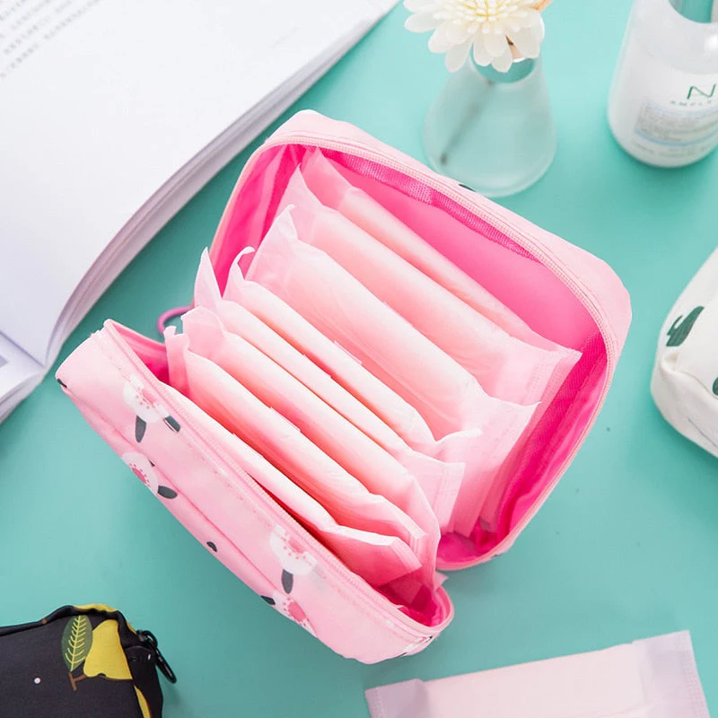 HULIANFU Waterproof Tampon Storage Bag Cute Sanitary Pad Pouches Portable Makeup Lipstick Key Earphone Data Cables Organizer Home Storage - Deanwangkt