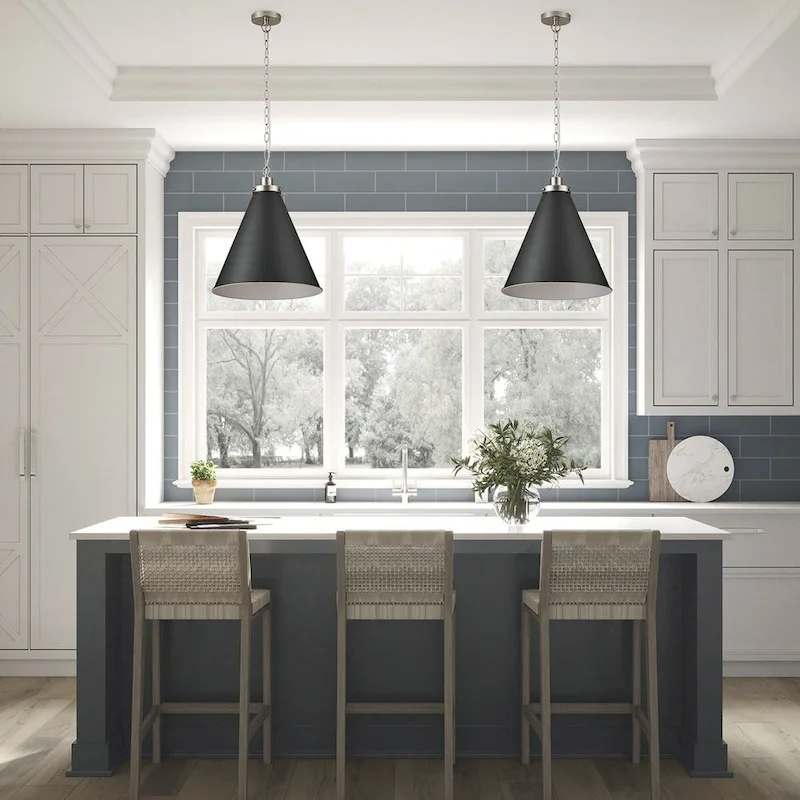 1-Light Cone Brushed Nickel Pendant Lighting - 15.8 D4.3 W75.5 H(Adjustable)