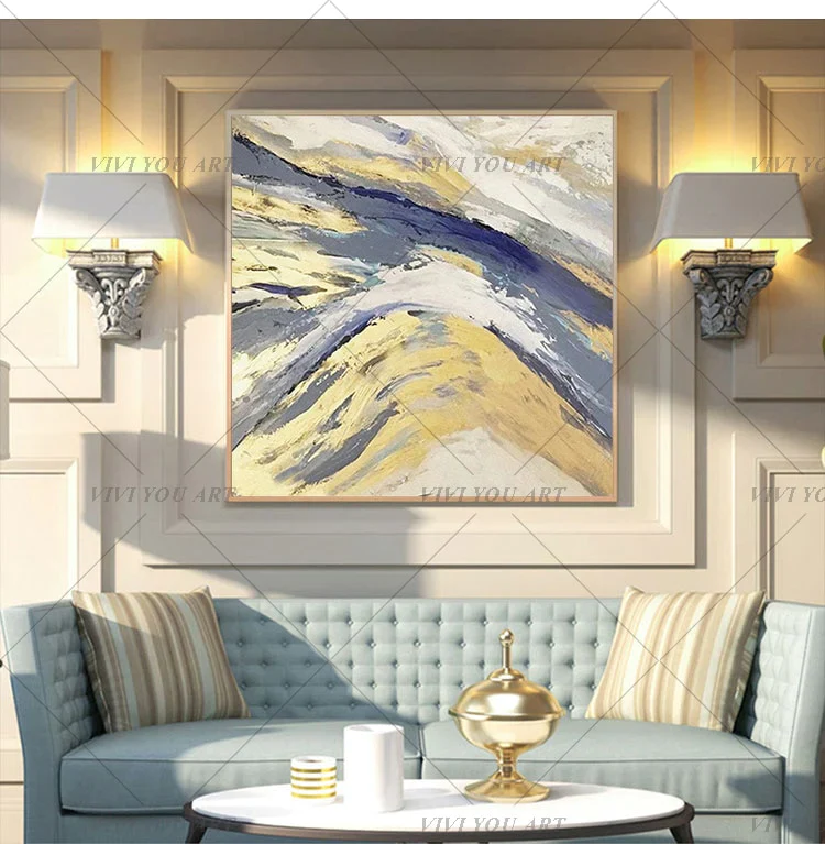 HULIANFU New Design High Quality Hand-painted Modern Golden Oil Painting on Canvas Modern Art Oil Painting for All Kinds of Wall Decor - Deanwangkt