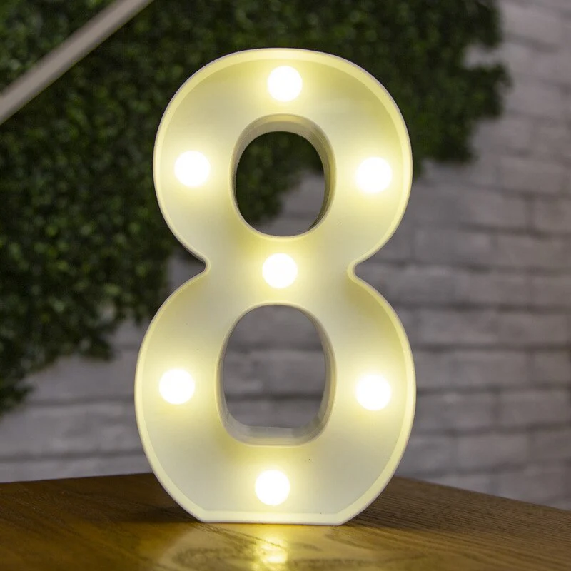 HULIANFU Luxury Alphabet Letter LED Lights Luminous Number Lamp  Battery Night Light for Home Wedding Birthday Christmas Party Decoration - Deanwangkt