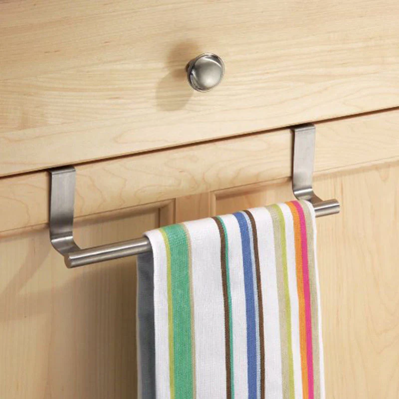 HULIANFU Over Door Towel Rack Bathroom Kitchen Cabinet Shelf Rack Stainless Steel Towel Hanging Holder Household Storage Supplies - Deanwangkt