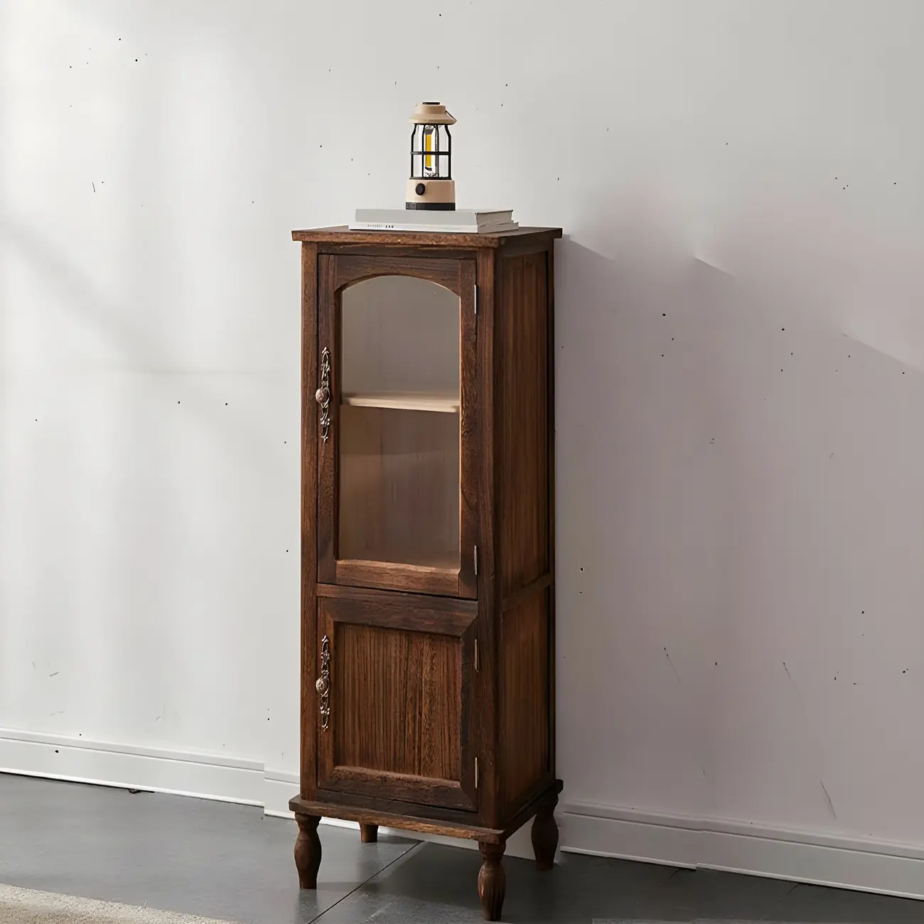 Wooden Antique Narrow Display Cabinet for Home Decor