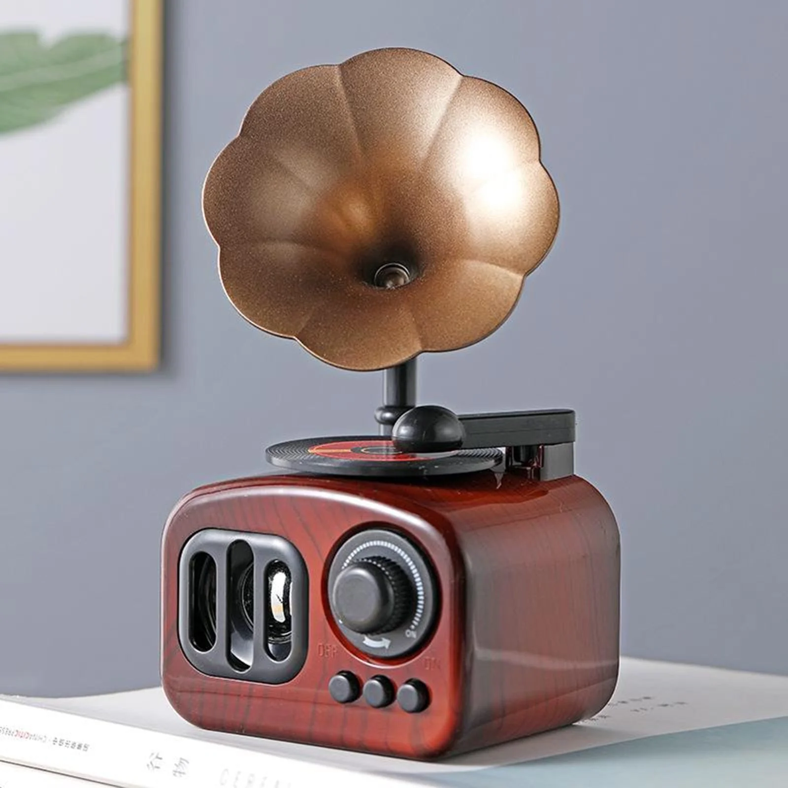 HULIANFU Retro Phonograph Shape Music Box Classical Art Decor Music Box Crafts Gift Home Decoration Antique Vintage Decor - Deanwangkt