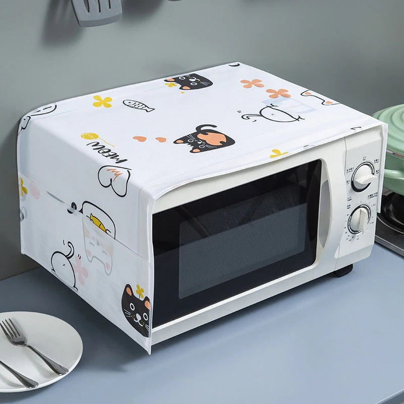 HULIANFU Peva Dustproof Microwave Oven Covers Printed Dust Oil Proofing Covers With Double Pockets Storage Bag Kitchen Accessories - Deanwangkt