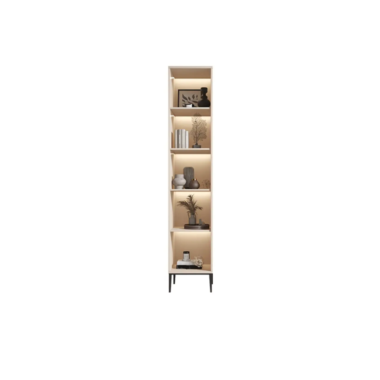 Vertical White Wood Multi-Storage Bookcase with Glass Doors
