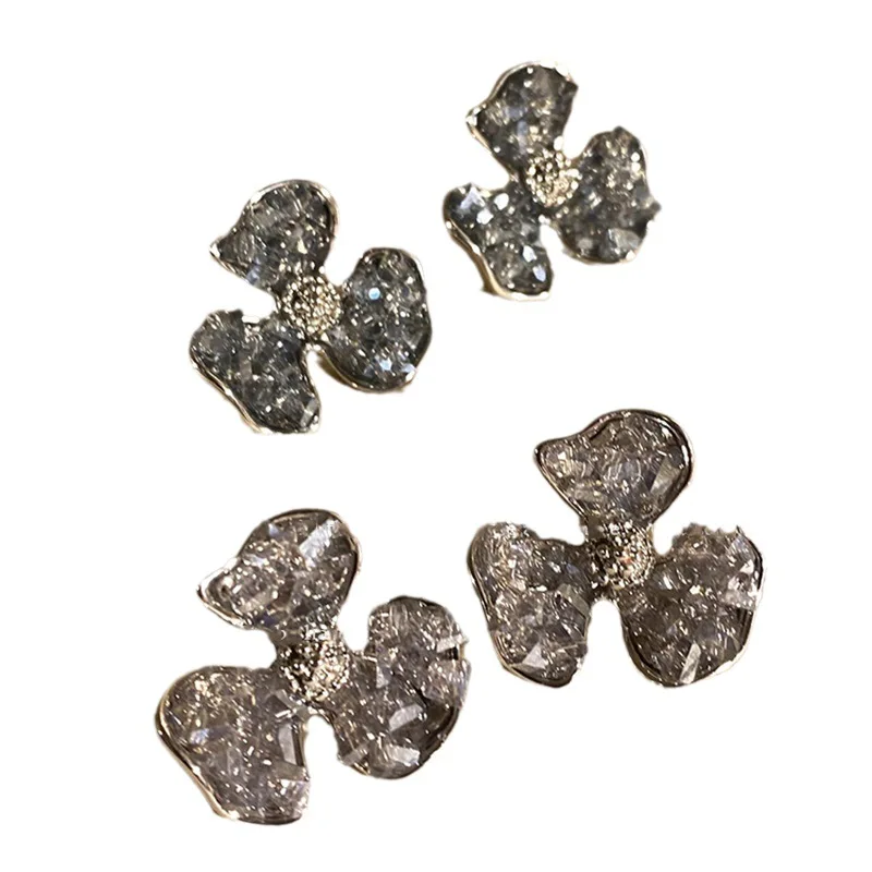 hulianfu Korean Fashion Exquisite Crystal Flower Stud Earring For Women Girls Fresh Sweet Petals Earring Brincos Jewelry Gifts - Deanwangkt