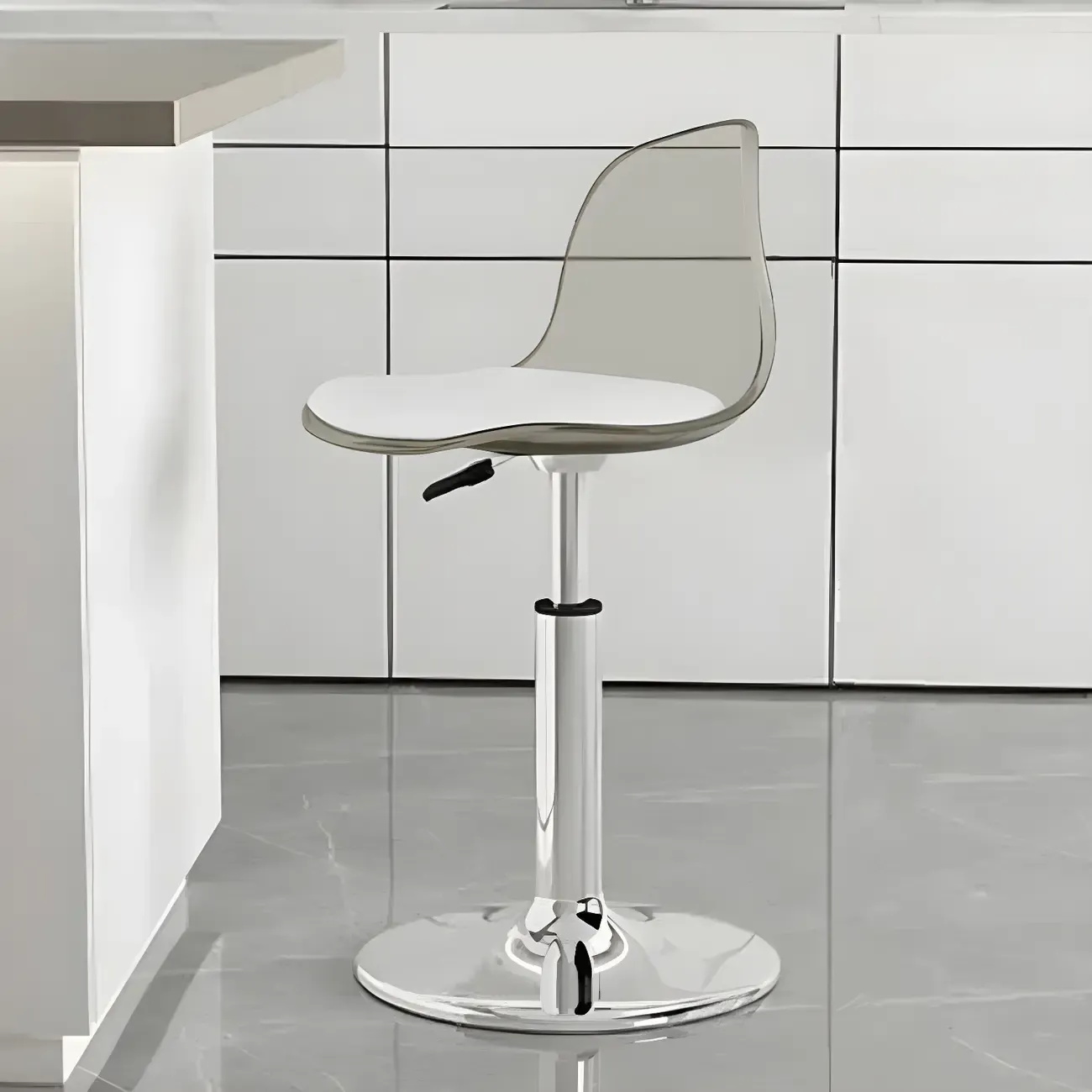 Modern Swivel Cushioned Acrylic Bar Stools with Backs