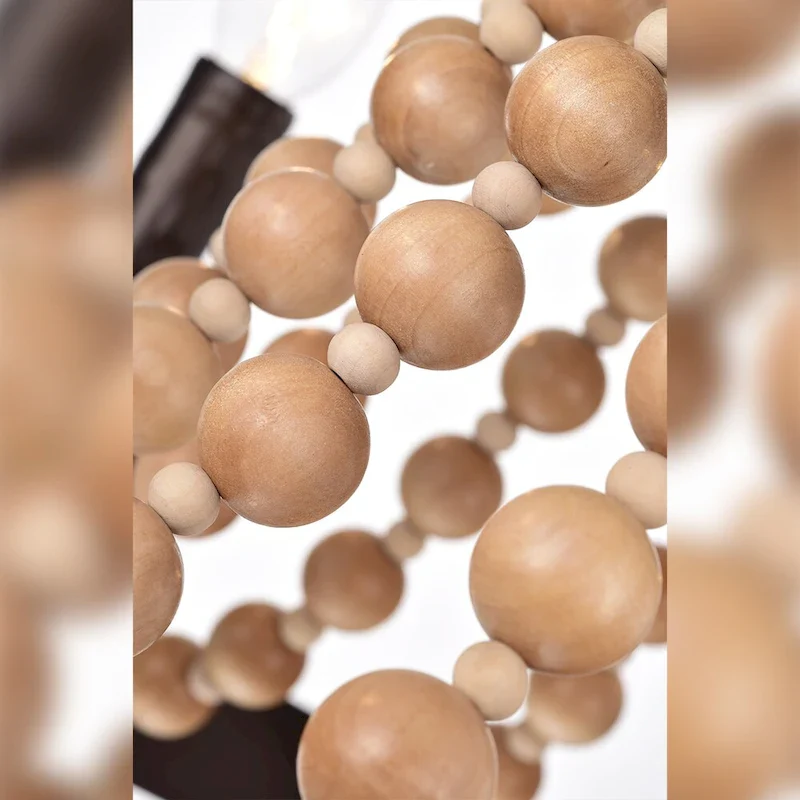 Crelimen 5-Light 22-Inch Wood Antique Bronze Pendant