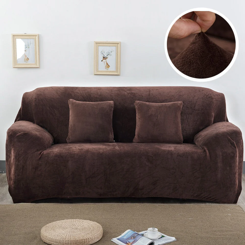 HULIANFU Plush Thick Sofa Cover for Living Room Adjustable Elastic Corner Couch Covers Sectional Slipcover Decor Sofa Chaise Cover Lounge - Deanwangkt