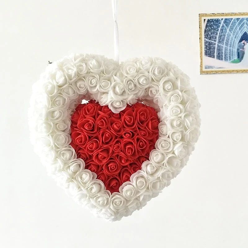 HULIANFU new product roses artificial flower wall wedding decoration rose flower Heart-shaped pendant - Deanwangkt