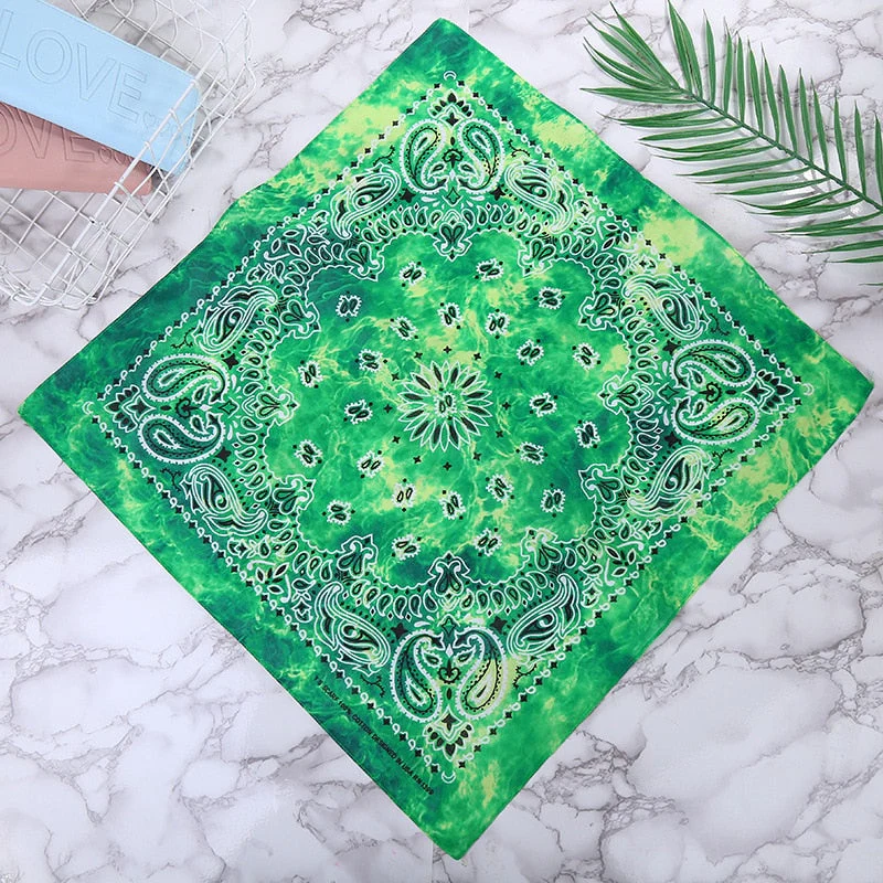 HULIANFU Tie Dye Bandana Cotton Paisley Bandanas Headbands Cowboy Handkerchiefs for Men and Women Colorful Hip-Hop Cycling Outdoor - Deanwangkt