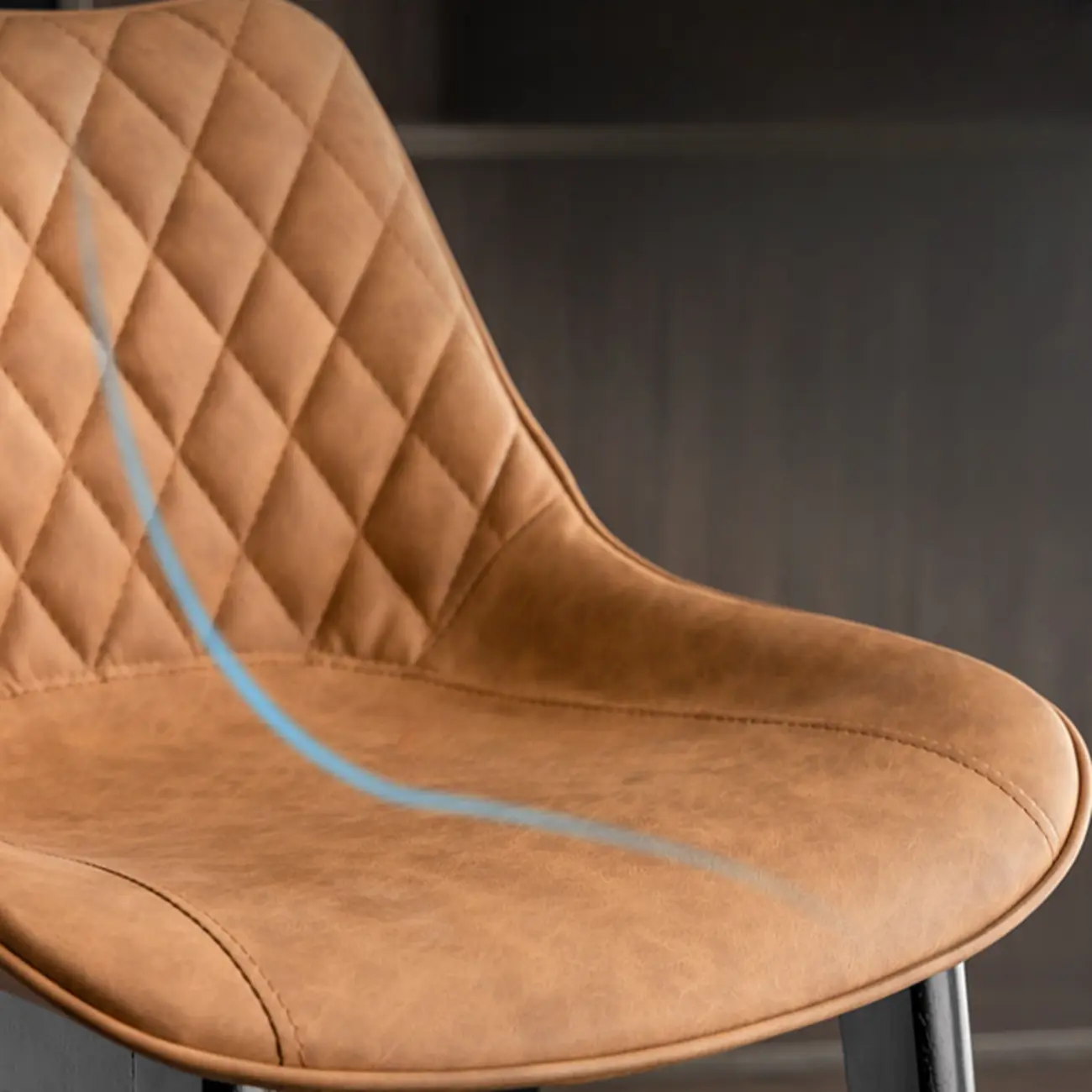 Mid-Century Modern Faux Leather Bar Stools with Wood Legs