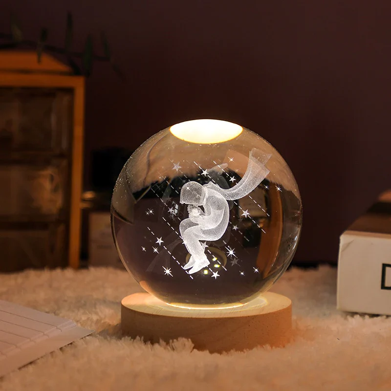 HULIANFU New 80mm K9 Crystal Solar System Planet Globe 3D Laser Engraved Sun System Ball with Touch Switch LED Light Base Astronomy Gifts - Deanwangkt