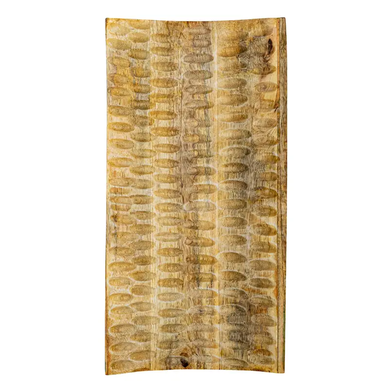 Hand Carved Wood Tray - 15.8 L x 8.0 W x 1.5 H - 15.8 L x 8.0 W x 1.5 H