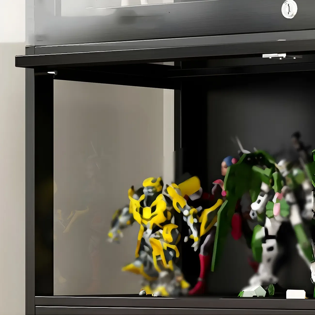 Living Room Modern Black Glass Figurine Display Cabinet