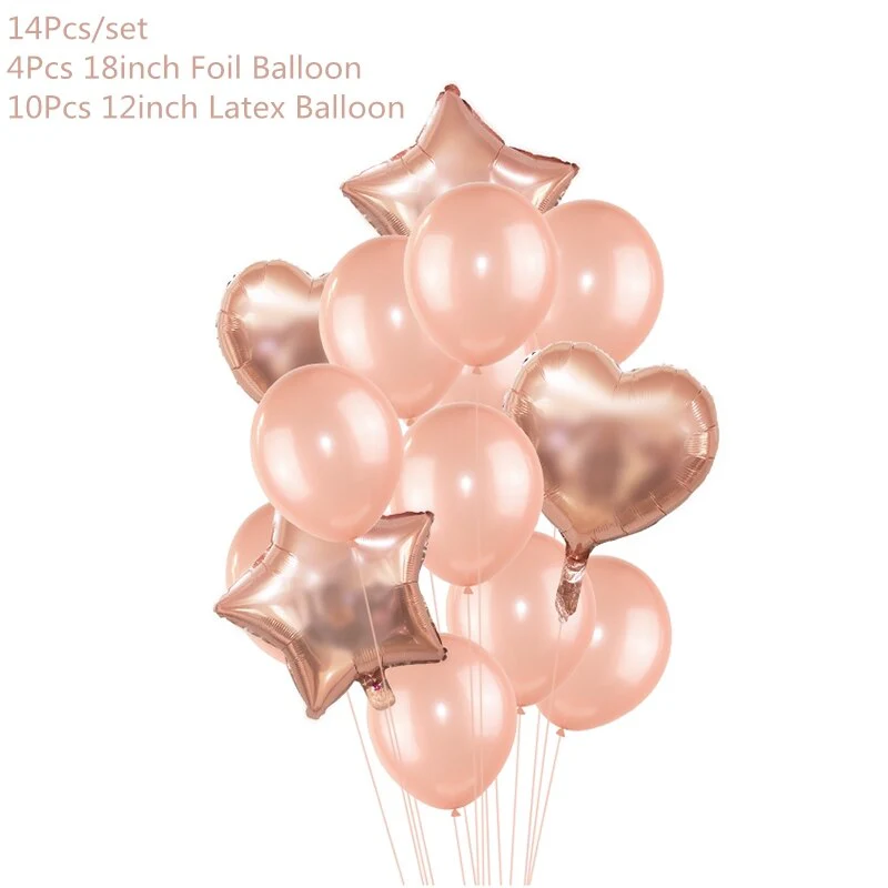 HULIANFU Rose Gold Wedding Birthday Party Balloons Happy Birthday Letter Foil Balloon Baby Shower Anniversary Event Party Decor Supplies - Deanwangkt