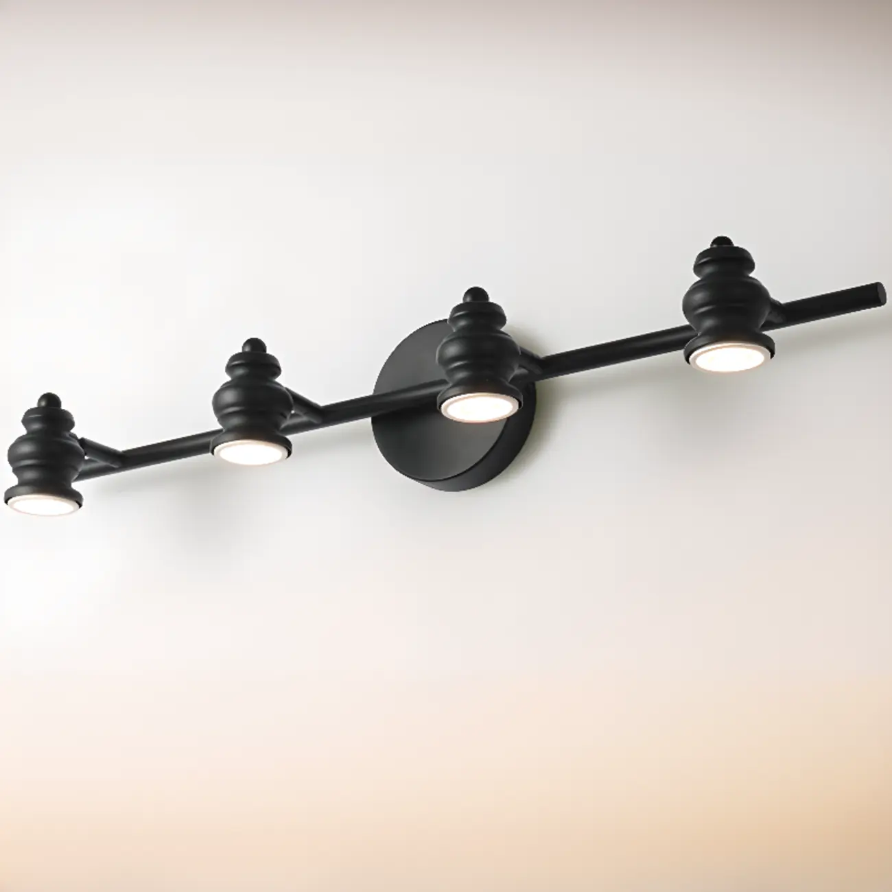 Large 4-Light Straight Metal Bathroom Vanity Lights