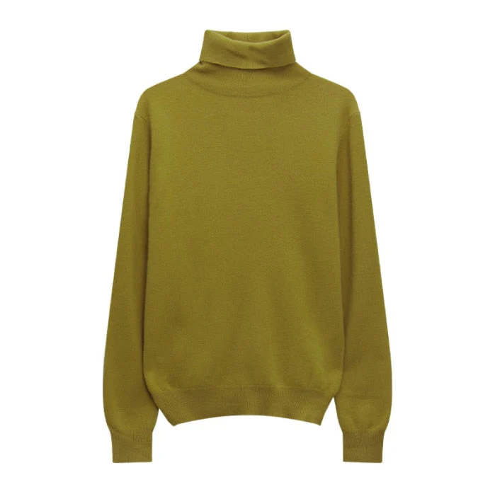 Hulianfu Winter High Quality Wwomen's Wool Sweater Solid Color High-neck Pullover Long-sleeved Knit Top - Deanwangkt