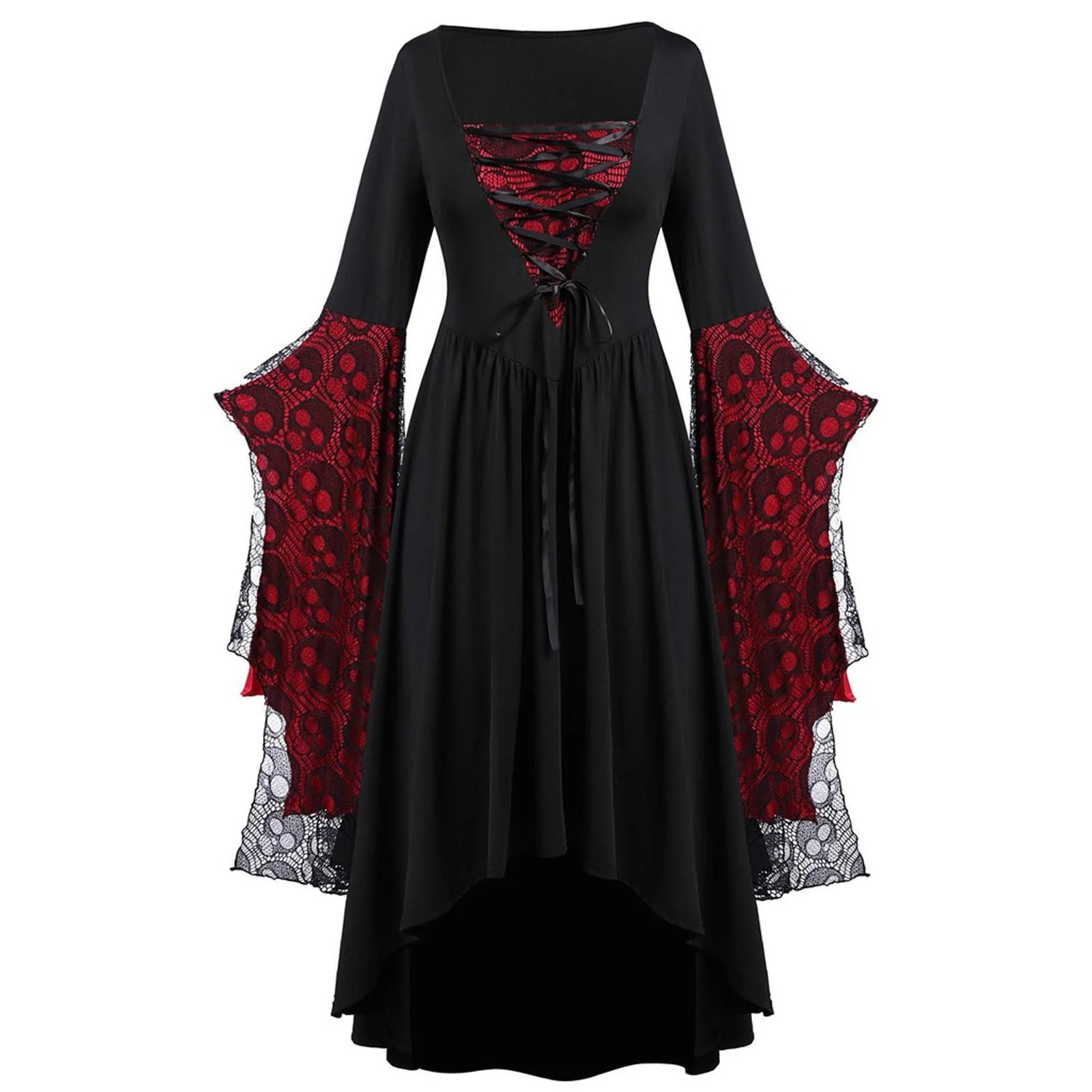 hulianfu Halloween Cosplay Forest Fairy Elf Elven Costume Medieval Renaissance Pagan Celtic Gothic Dress Women Maxi Gown Outfit Plus Size - Deanwangkt