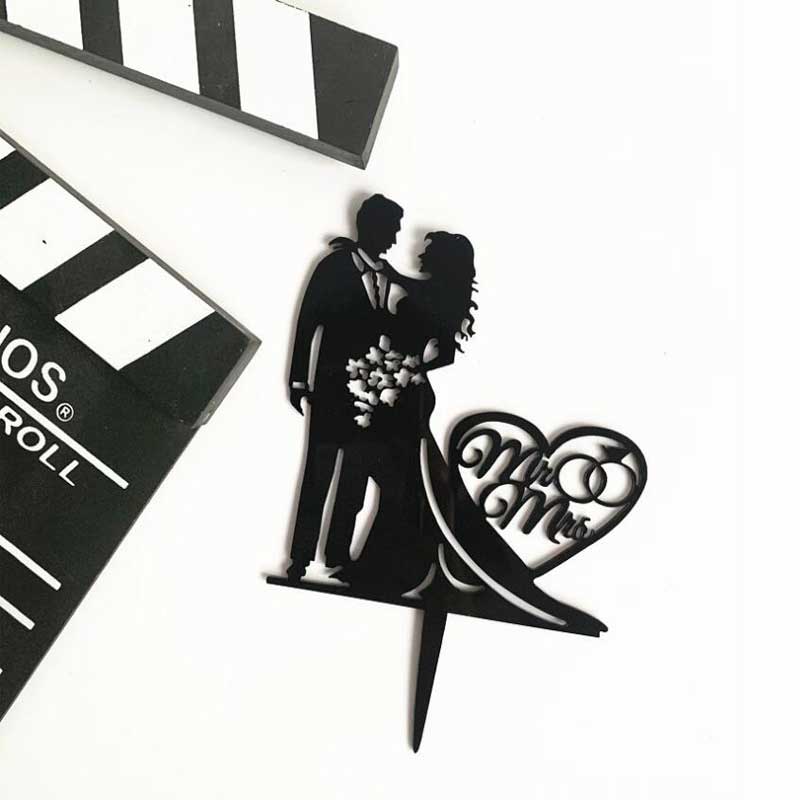 HULIANFU Wedding Cake Topper Acrylic Bride to be Cake Decorations Mariage Anniversary Birthday Party Baking Dessert Cake Top Flag Cupcake - Deanwangkt