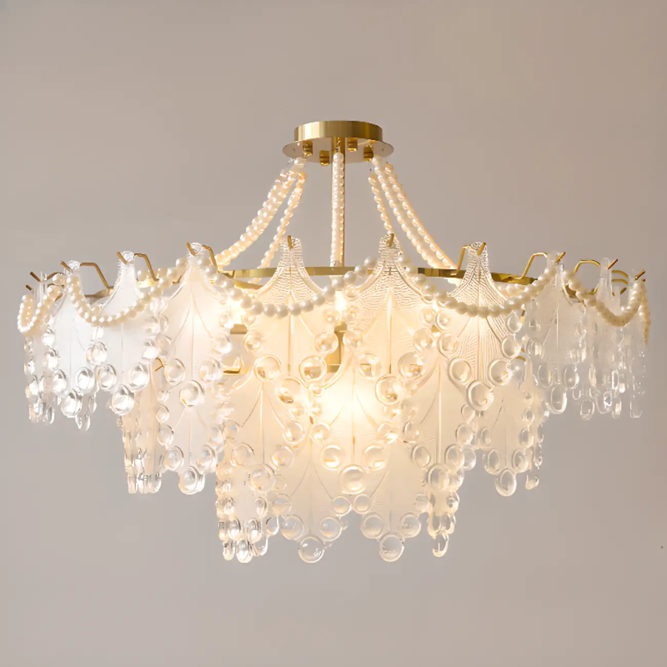 Gold Crystal Beads Chandelier with Elegant Design