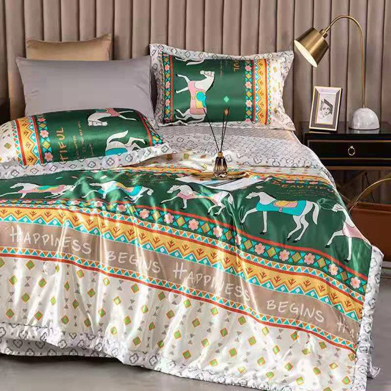 HULIANFU Summer Blanket Ice Silk Quilt Cool Feeling Nap Knee Air Conditioning Quilt Adult Children Washable Bedding - Deanwangkt