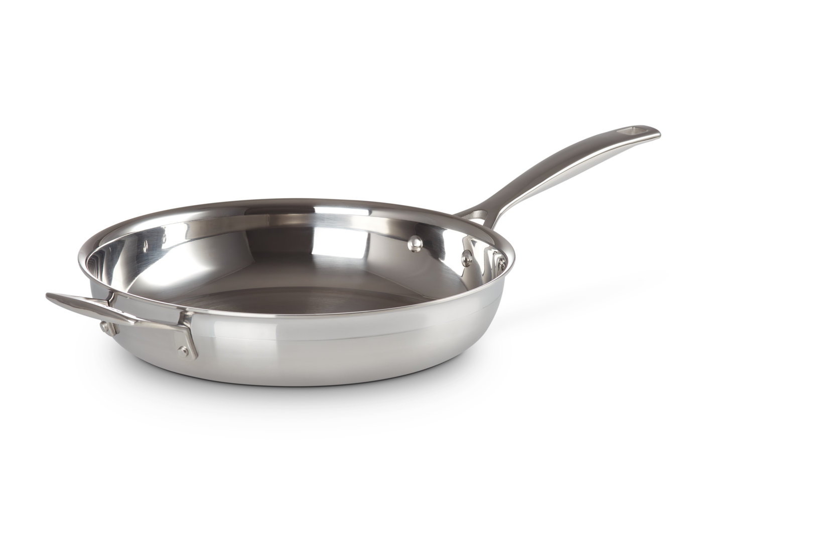 3-ply Stainless Steel Uncoated Frying Pan with Helper Handle