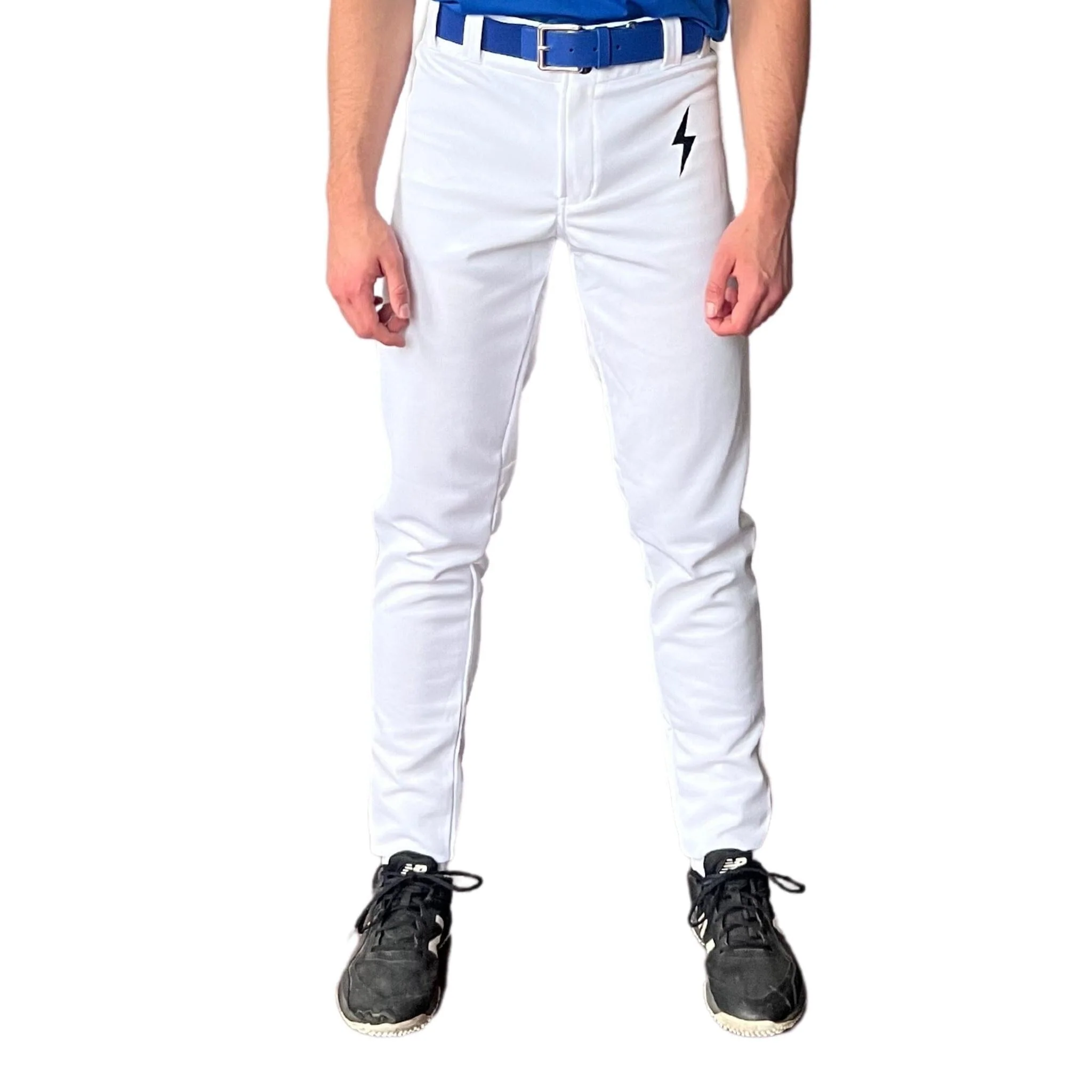 BRUCE BOLT Premium Pro Baseball Pant - WHITE w/ Royal Piping