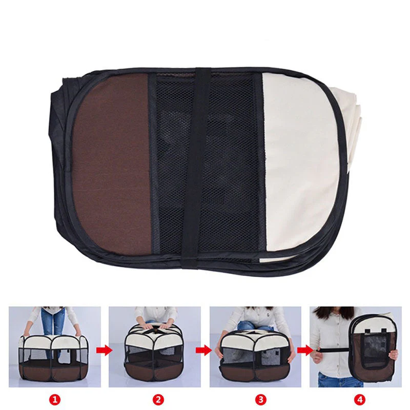 HULIANFU Portable Folding Pet Carrier Tent  Playpen Breathable Easy Operation Octagon Fence Outdoor Removable Puppy Kennel Bed For Cats - Deanwangkt