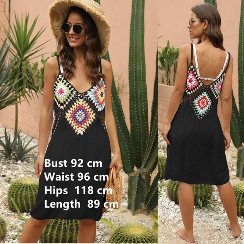 Women Beach Dress Cover-ups Swimsuit Cover Up Pareo Ups Beachwear White Dresses Bathing Suit for Woman Summer Ladies Tunic - Deanwangkt