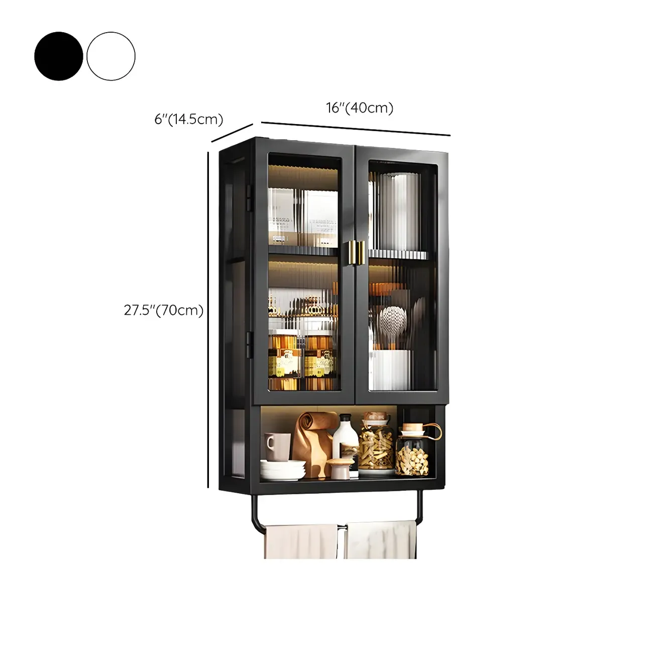 Kitchen Black Modern Metal Floating China Cabinet