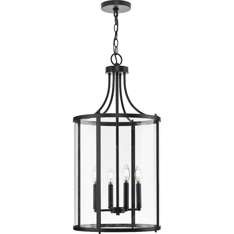 Gilliam Collection Four-Light Matte Black New Traditional Hall & Foyer - 15 in x 15 in x 30.62 in