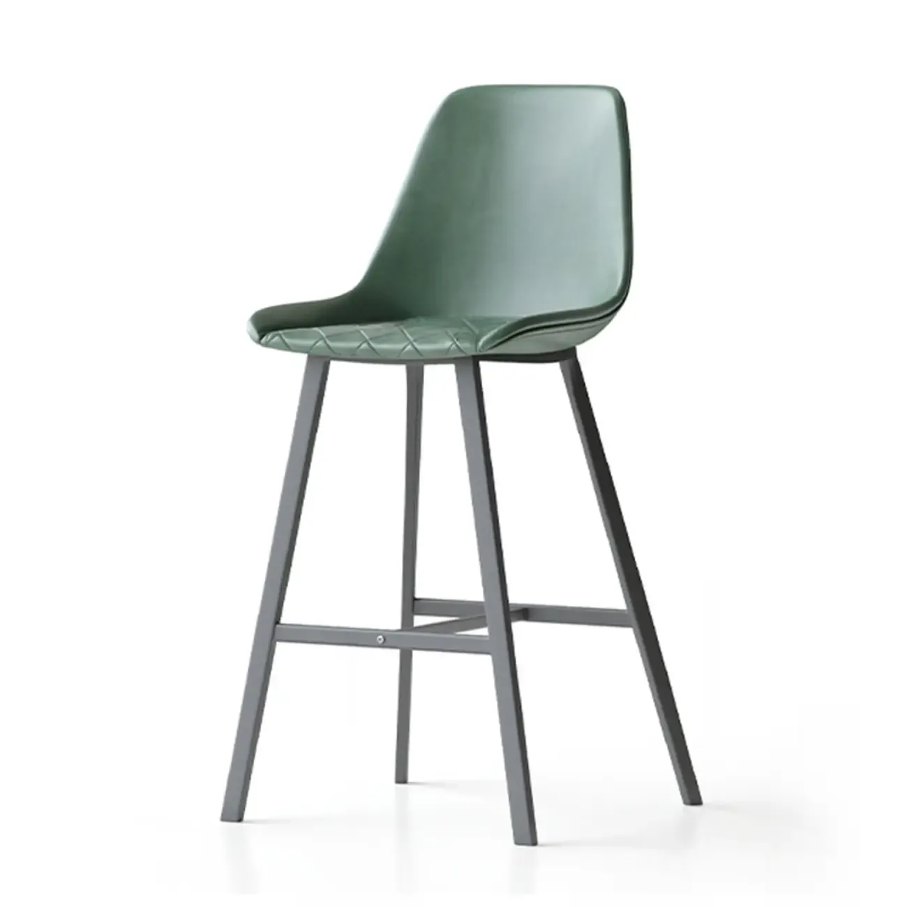 Mid-Century Modern Quilted Upholstered Leather Bar Stool