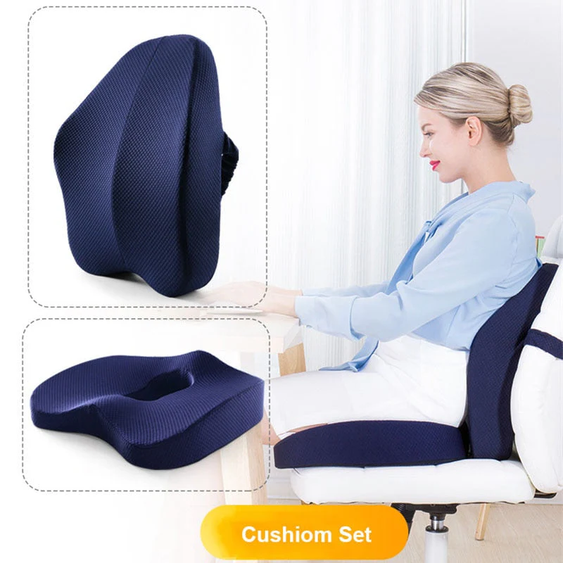 HULIANFU Memory Foam Seat Cushion Orthopedic Pillow Office Chair Cushion Lumbar Cushions Car Seat Butt Hemorrhoid Coccyx Vertebra Sets - Deanwangkt