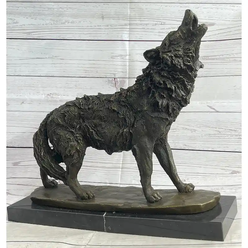 Extra Large Wild Animal Life Wolf Dog Bronze Sculpture Hot Cast Marble Figurine