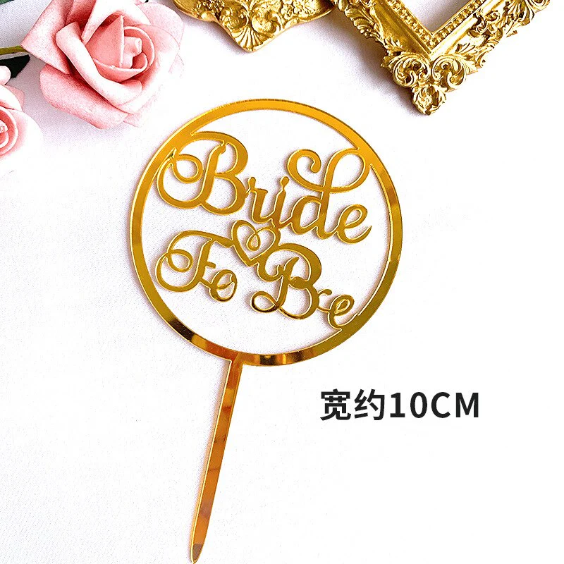 HULIANFU Wedding Cake Topper Acrylic Bride to be Cake Decorations Mariage Anniversary Birthday Party Baking Dessert Cake Top Flag Cupcake - Deanwangkt