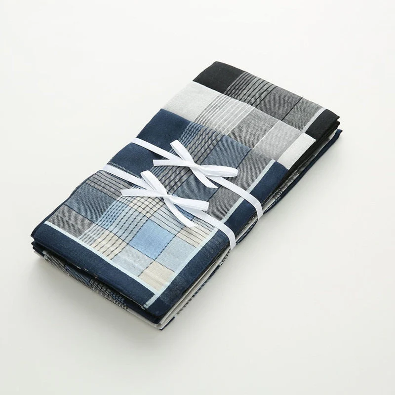 HULIANFU Men  Fashion Business Pure Cotton Jacquard Plaid Handkerchief Out Camping Picnic Eating Clean Portable Pocket Towel Harajuku - Deanwangkt