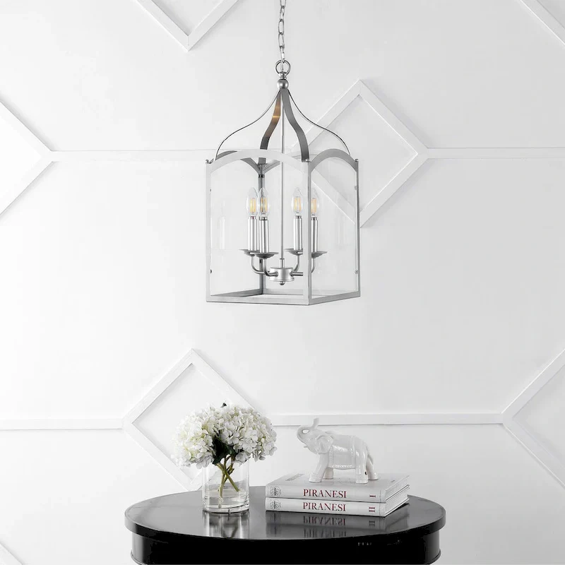 Ruth 11  4-light Lantern Metal/Glass LED Pendant by JONATHAN Y